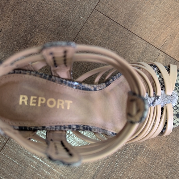 Snake Print Heeled Sandals by Report - Picture 4 of 9